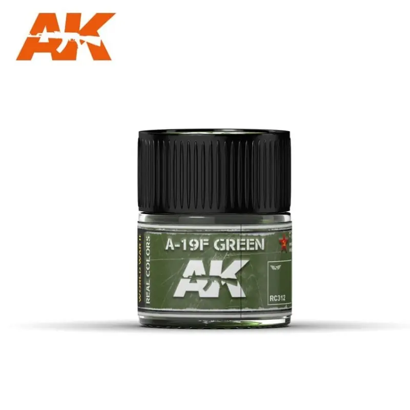 A-19F Verde Pasto, 10ml. Real Colors. AK INTERACTIVE RC312 Liquidación